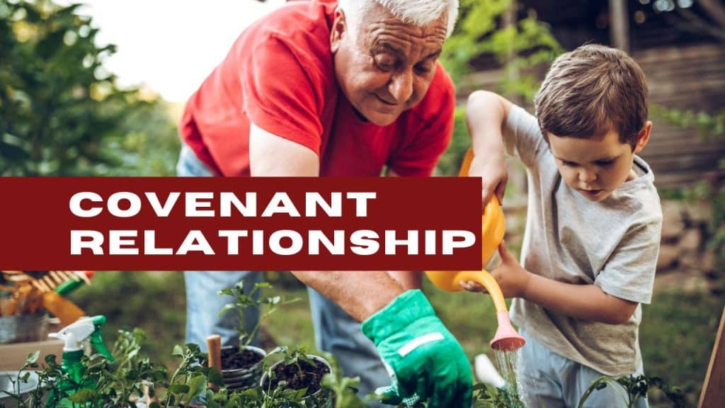 grandfather and grandson working in the garden together